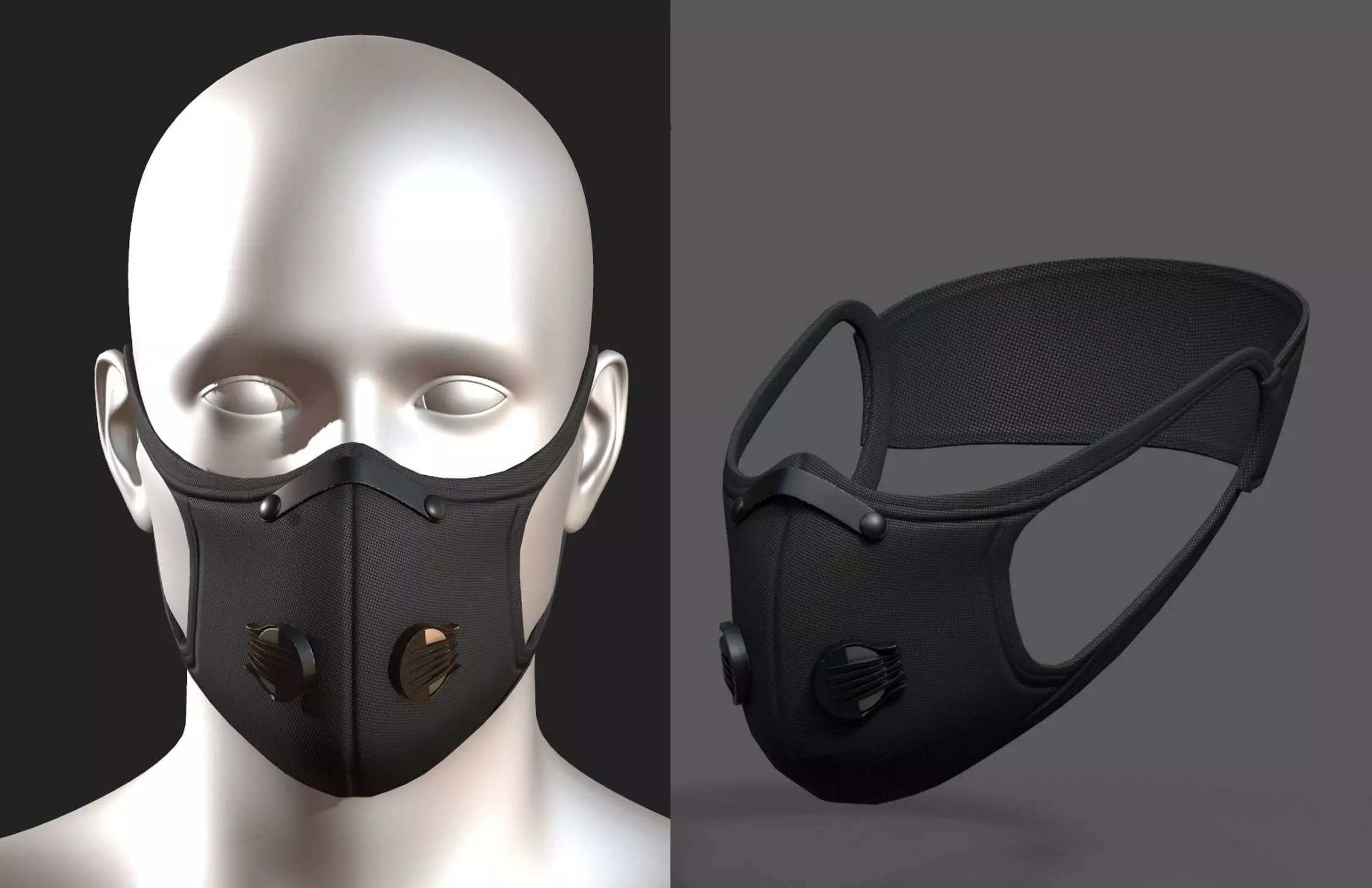 Gas mask fabric futuristic protection isolated  Low-poly 3D model_0