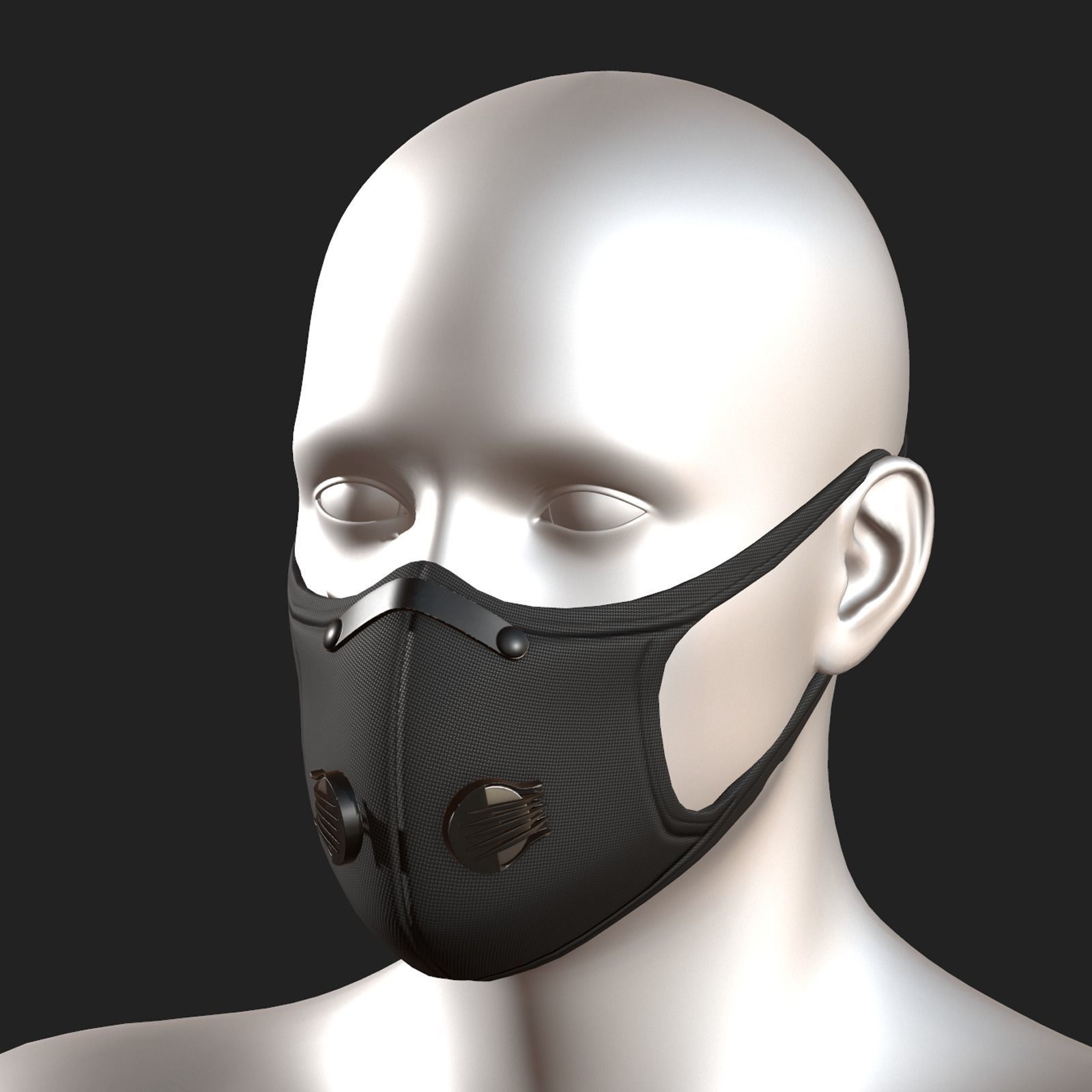 Gas mask fabric futuristic protection isolated  Low-poly 3D model_2