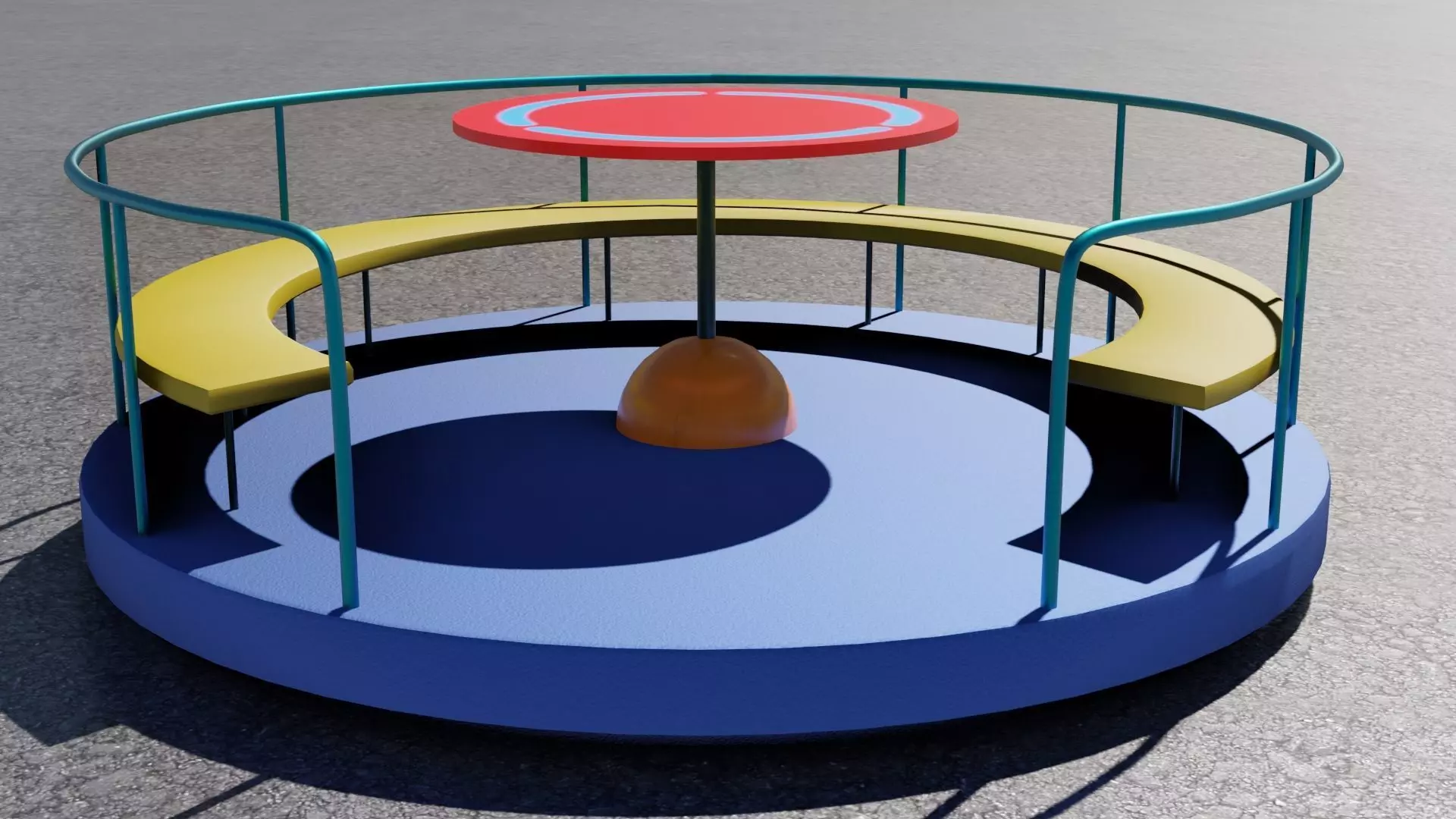 playground 3D model carousel with seat Low-poly 3D model_0