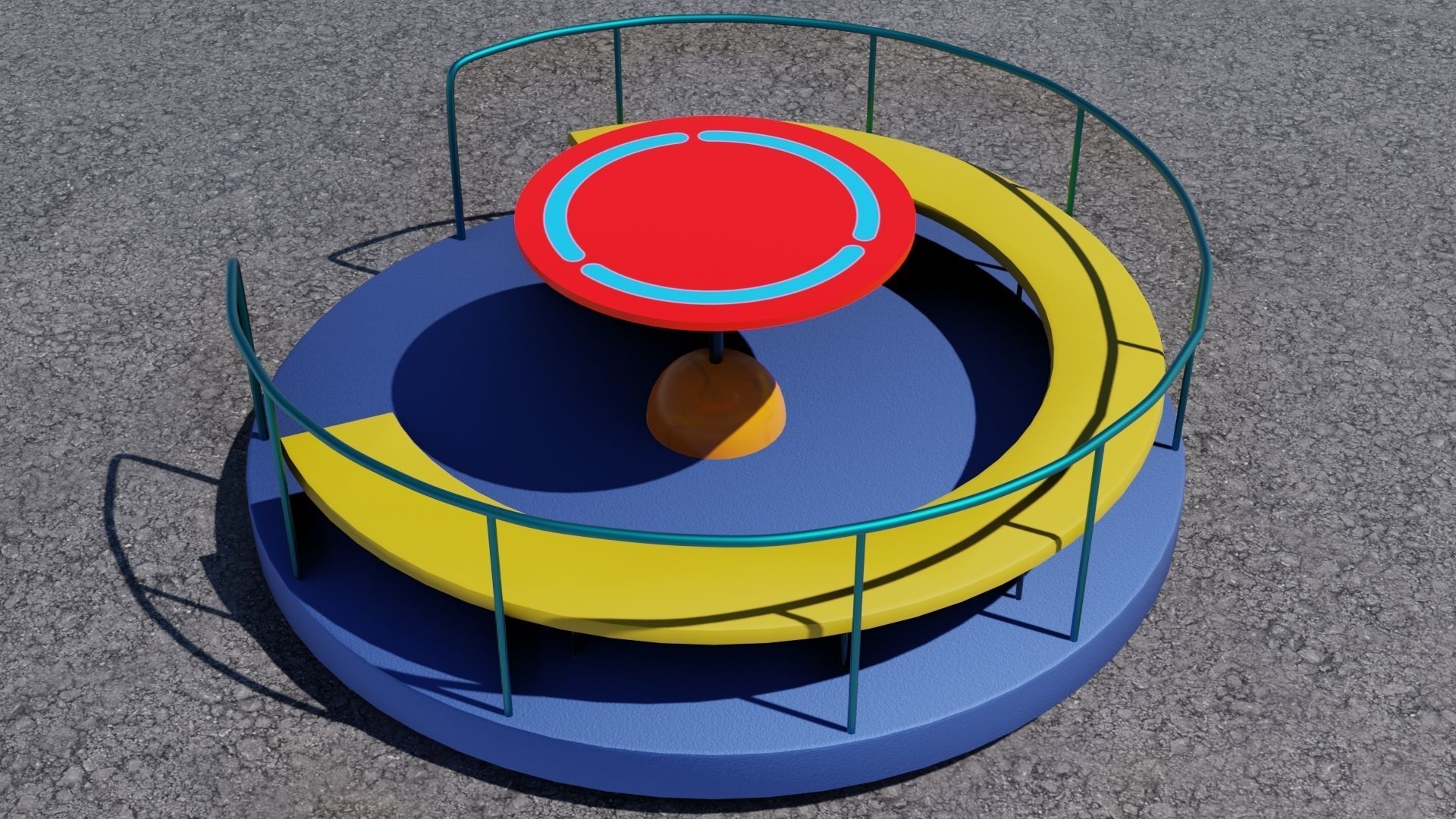 playground 3D model carousel with seat Low-poly 3D model_7