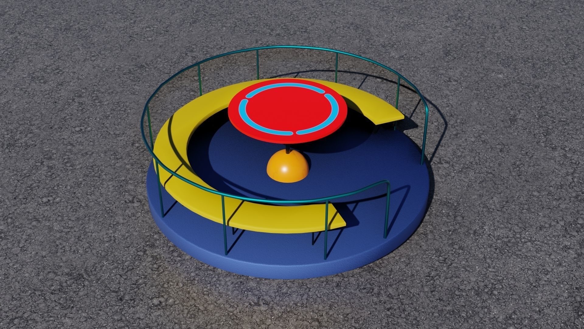 playground 3D model carousel with seat Low-poly 3D model_2