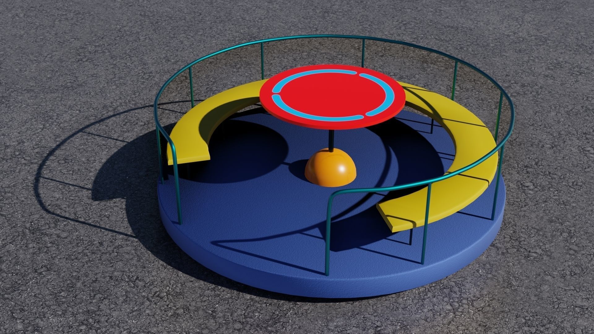 playground 3D model carousel with seat Low-poly 3D model_4