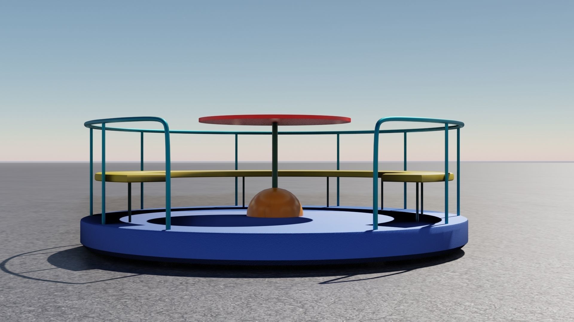 playground 3D model carousel with seat Low-poly 3D model_9