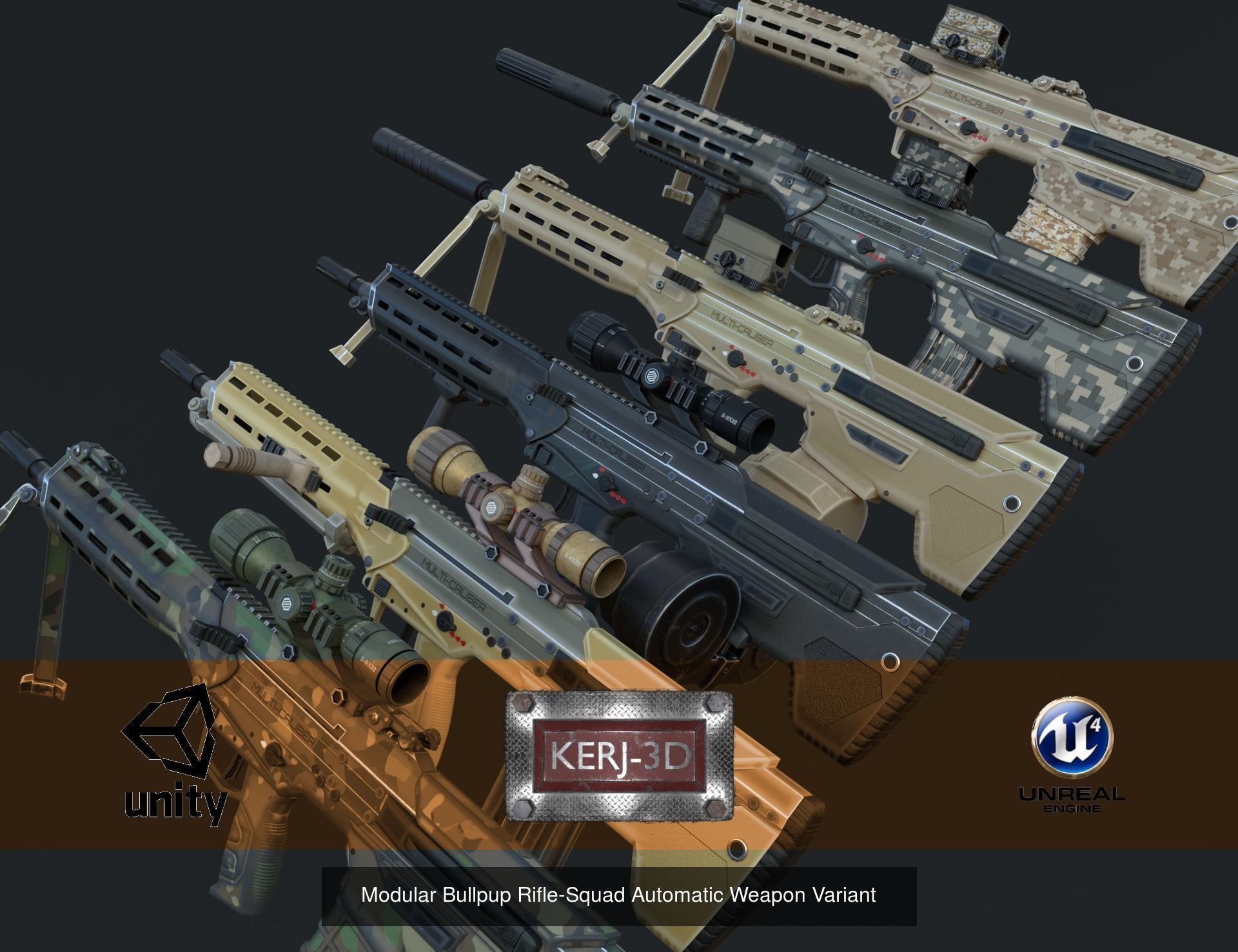 Modular Bullpup Rifle-All Variants 3D Model Collection_3