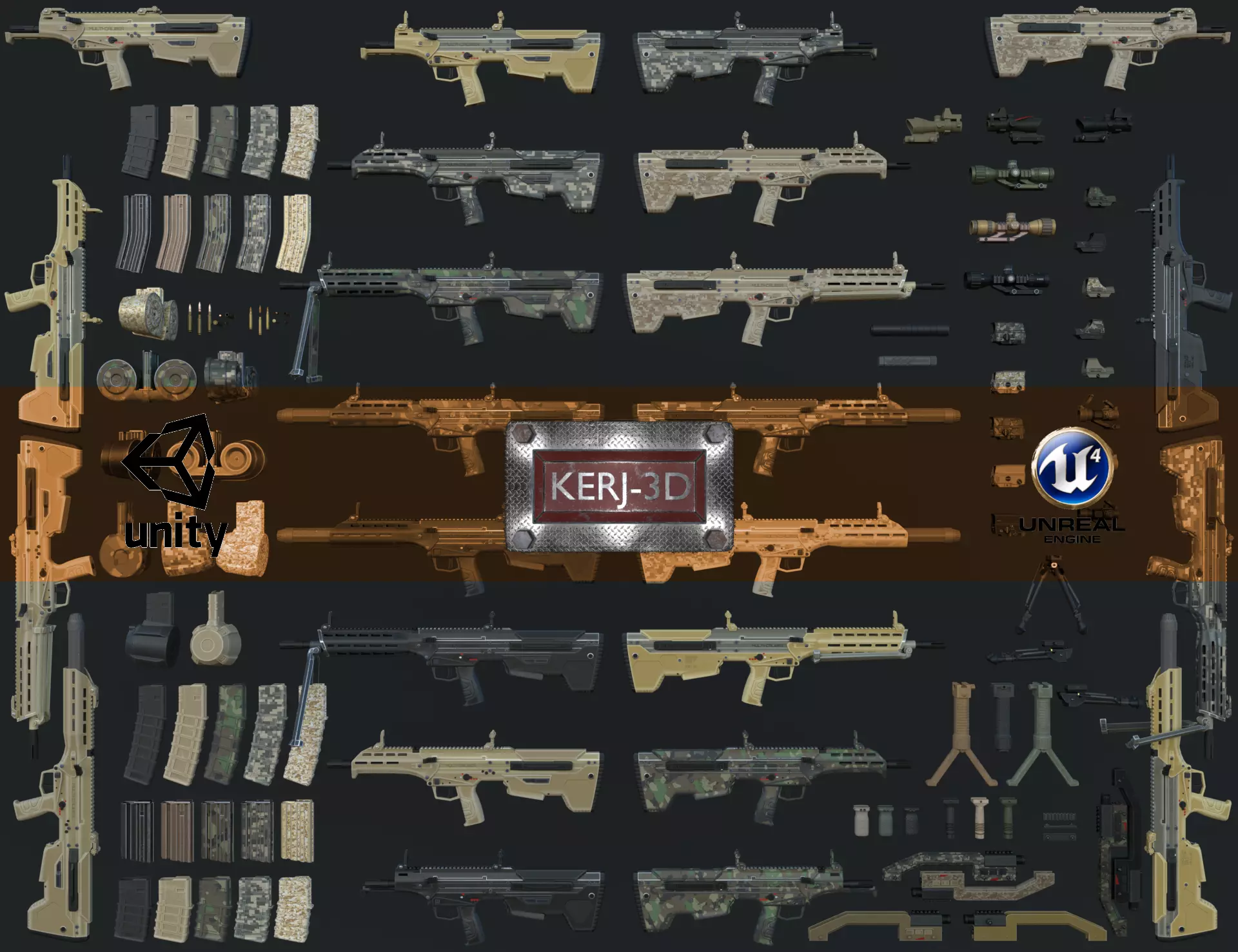 Modular Bullpup Rifle-All Variants 3D Model Collection_0