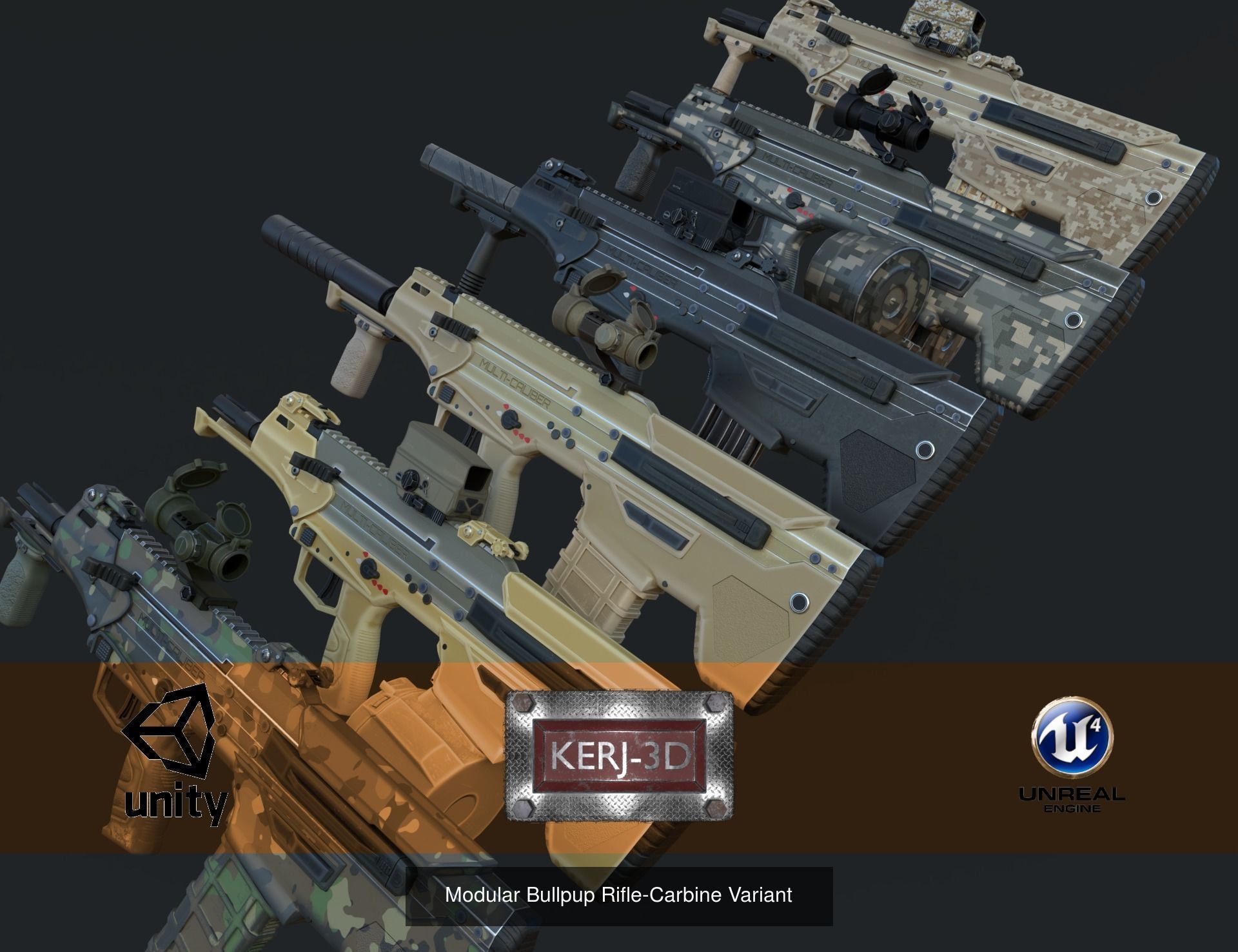 Modular Bullpup Rifle-All Variants 3D Model Collection_4