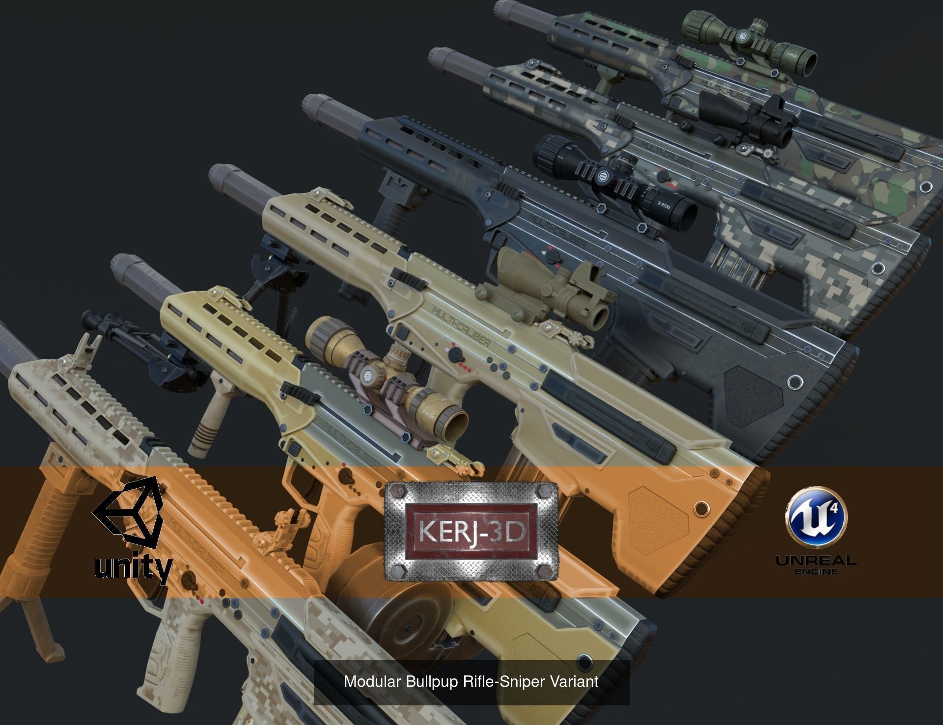Modular Bullpup Rifle-All Variants 3D Model Collection_2