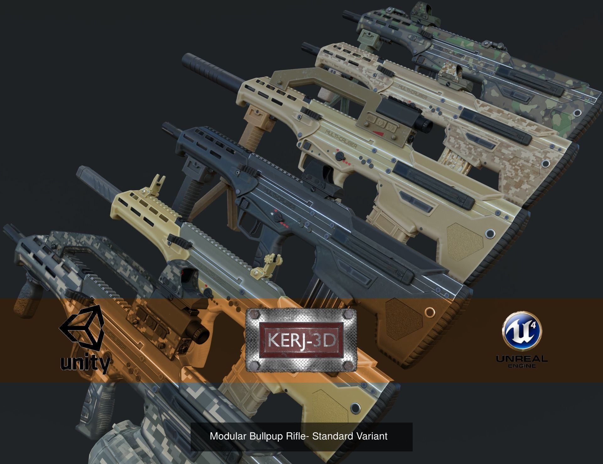 Modular Bullpup Rifle-All Variants 3D Model Collection_1