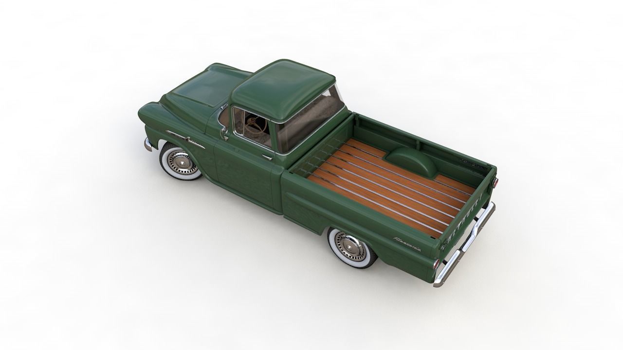 CHEVY 3100 APACHE PICKUP FLEETSIDE 1958 3D model_9