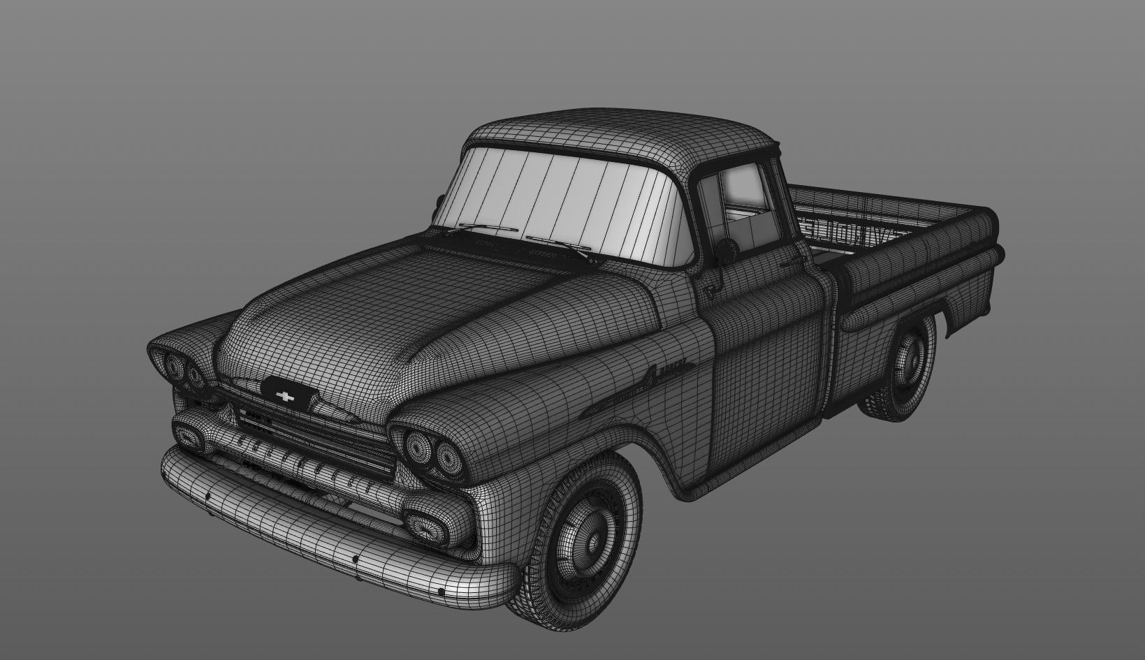 CHEVY 3100 APACHE PICKUP FLEETSIDE 1958 3D model_21
