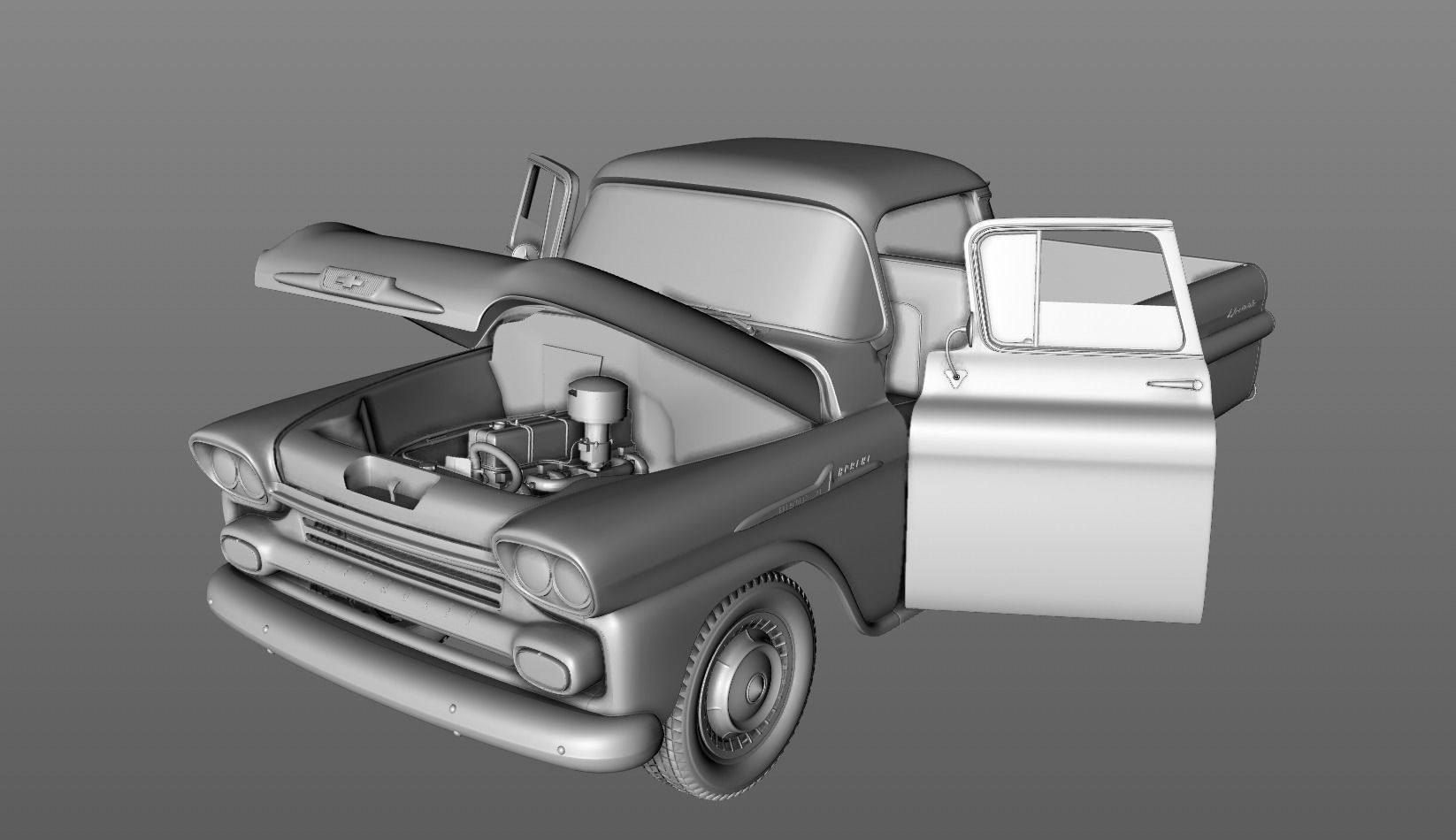 CHEVY 3100 APACHE PICKUP FLEETSIDE 1958 3D model_19