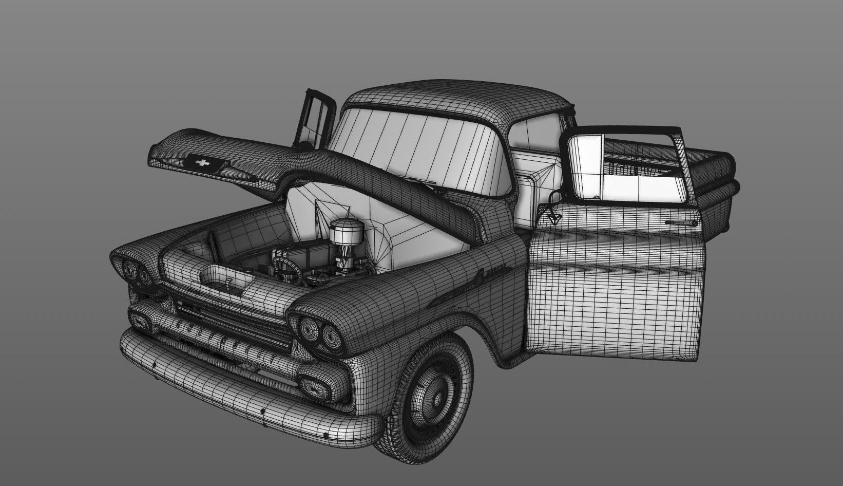 CHEVY 3100 APACHE PICKUP FLEETSIDE 1958 3D model_20