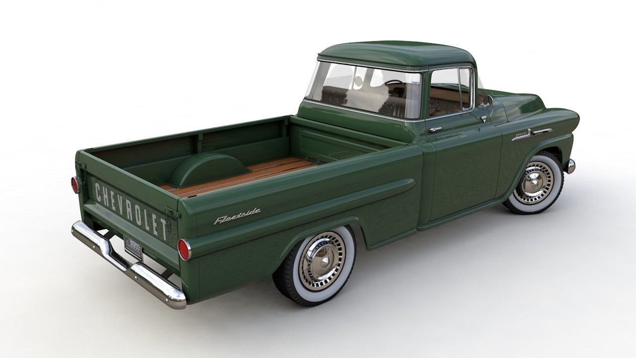 CHEVY 3100 APACHE PICKUP FLEETSIDE 1958 3D model_7
