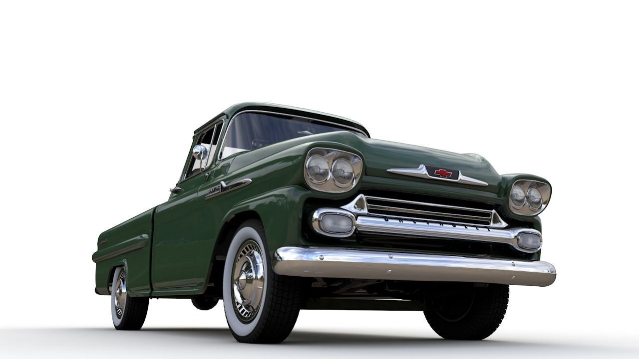 CHEVY 3100 APACHE PICKUP FLEETSIDE 1958 3D model_16