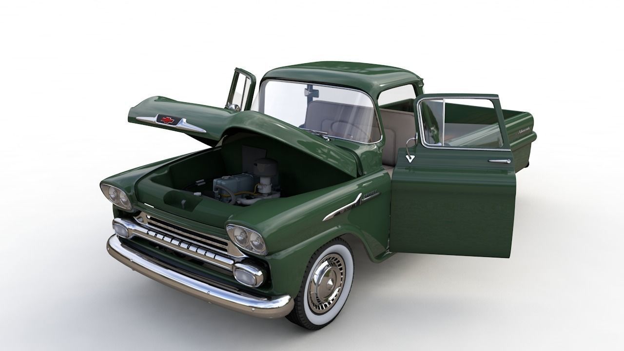CHEVY 3100 APACHE PICKUP FLEETSIDE 1958 3D model_1