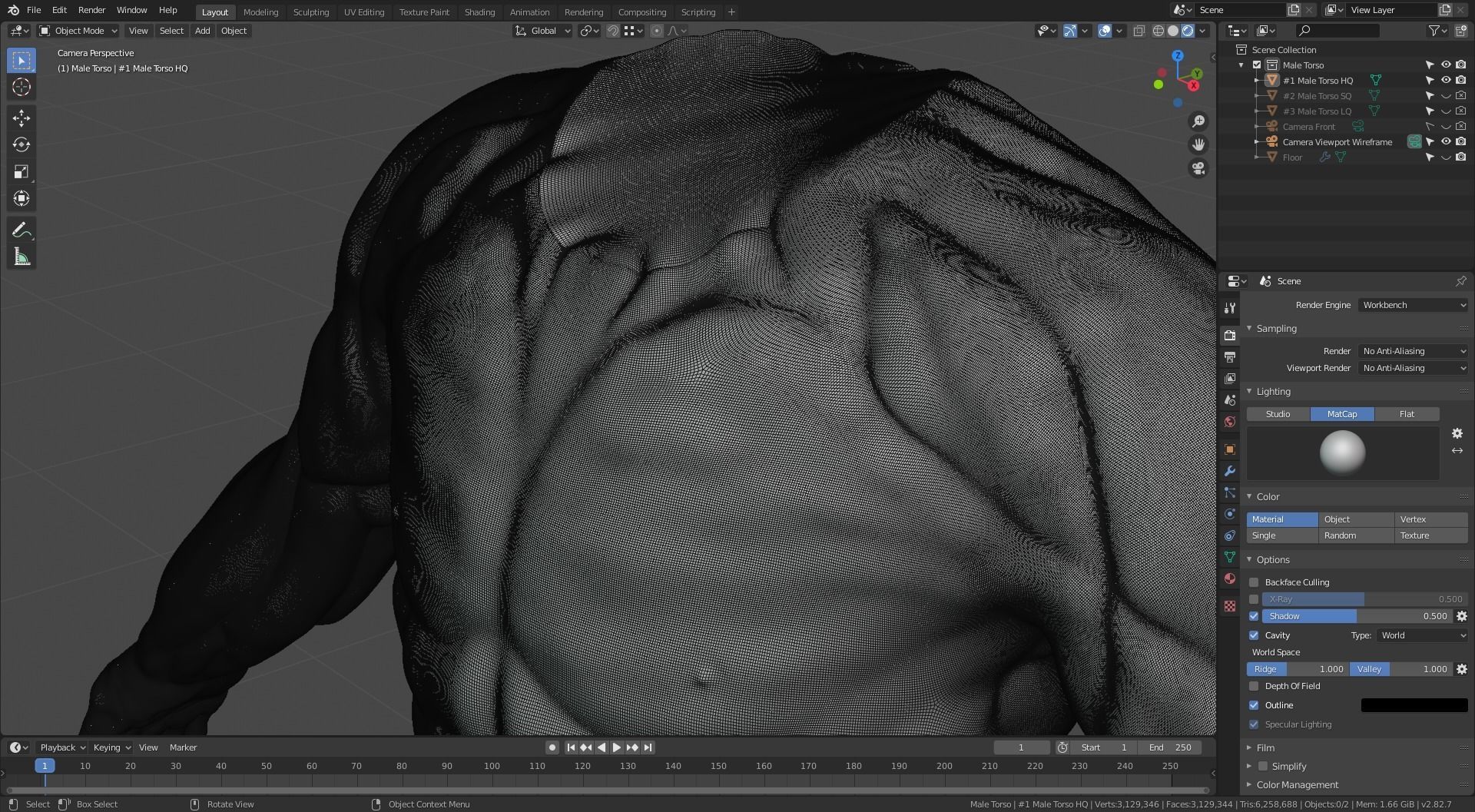 Man Torso - High Mid Low Poly Package Free 3D model_7