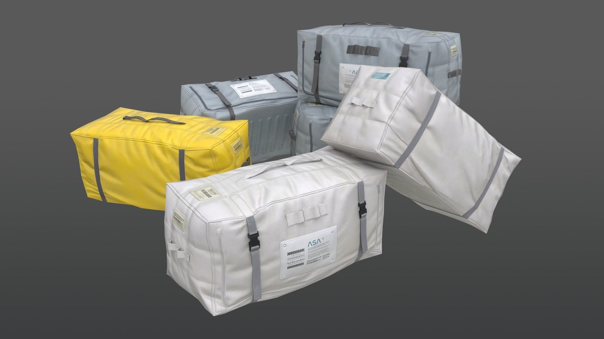 Sci-fi Cargo Bag PBR Game-ready Prop Low-poly 3D model_3