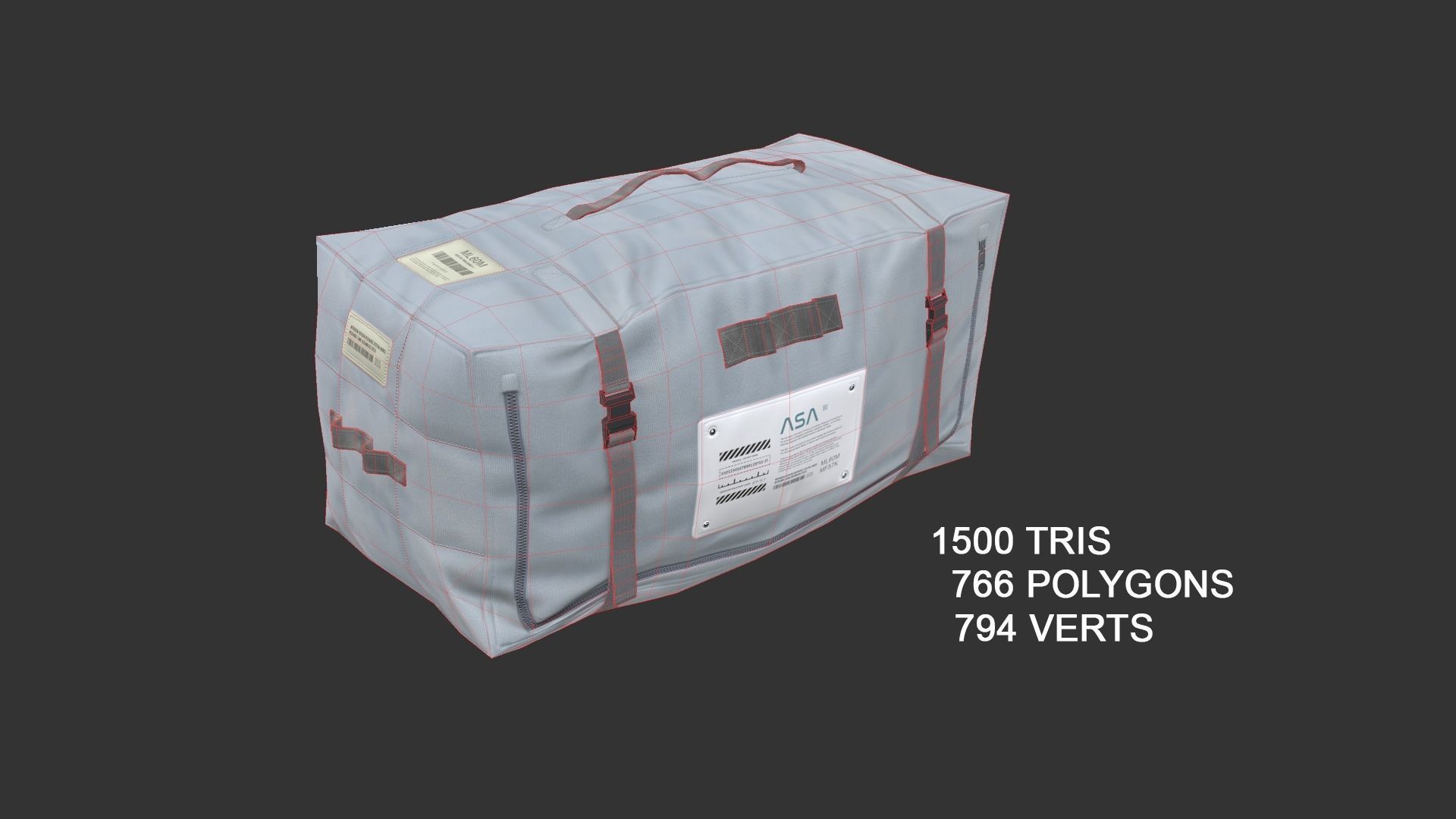 Sci-fi Cargo Bag PBR Game-ready Prop Low-poly 3D model_5