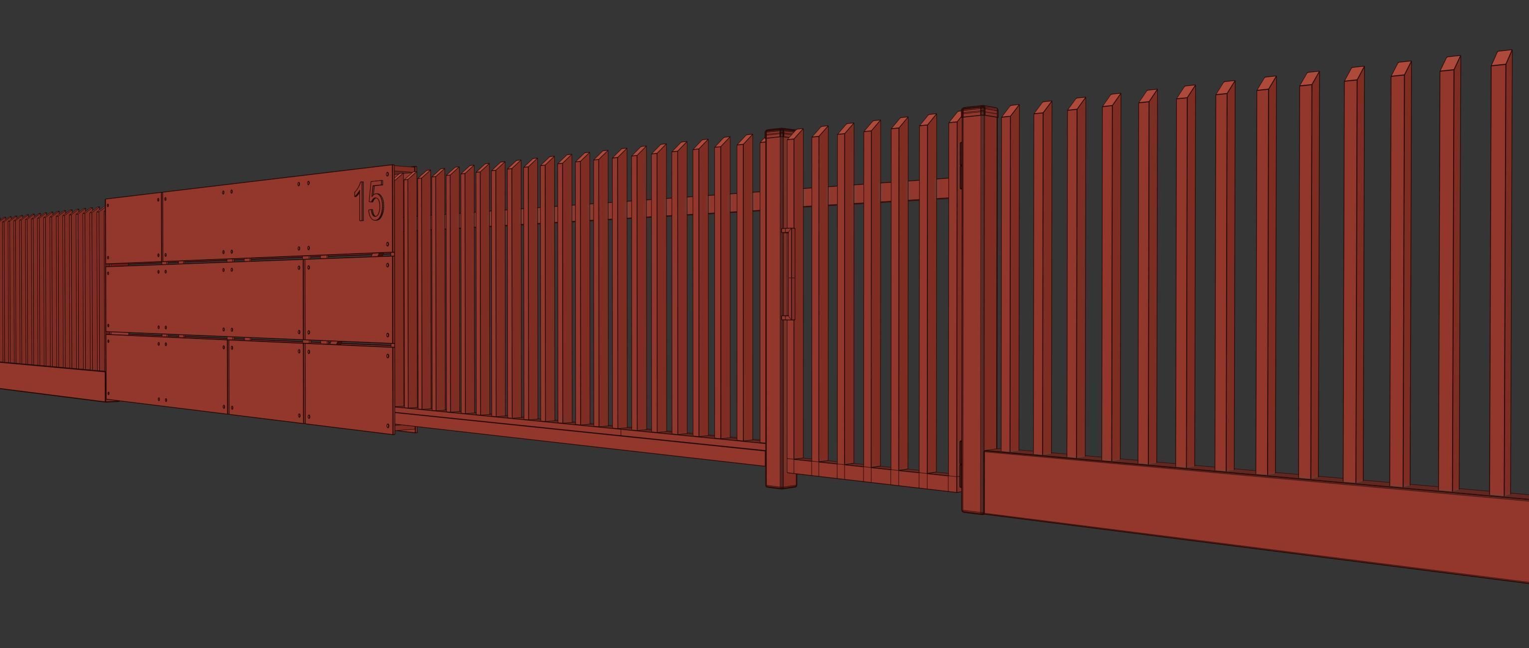 Fence1 building with fence 3D model_8