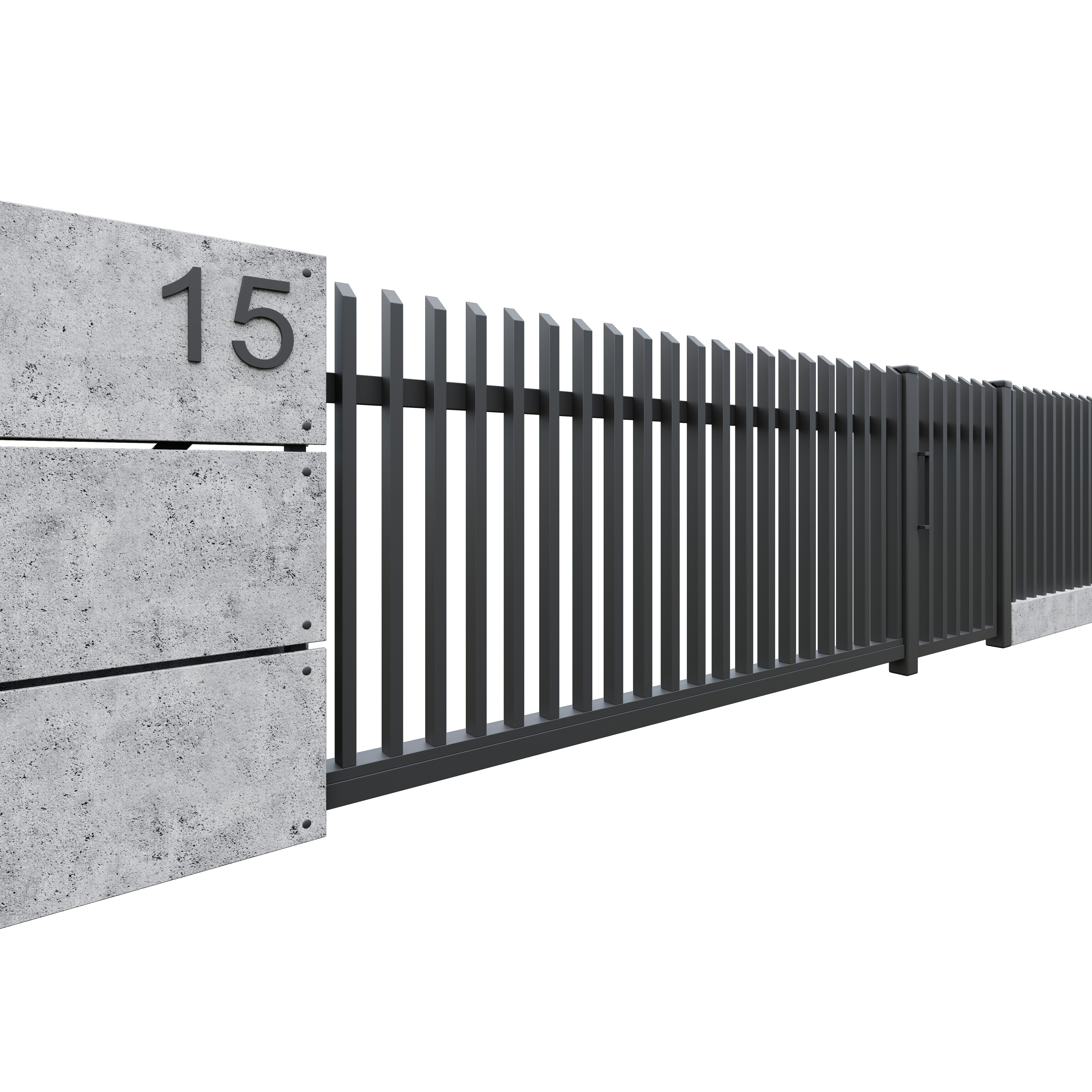 Fence1 building with fence 3D model_2