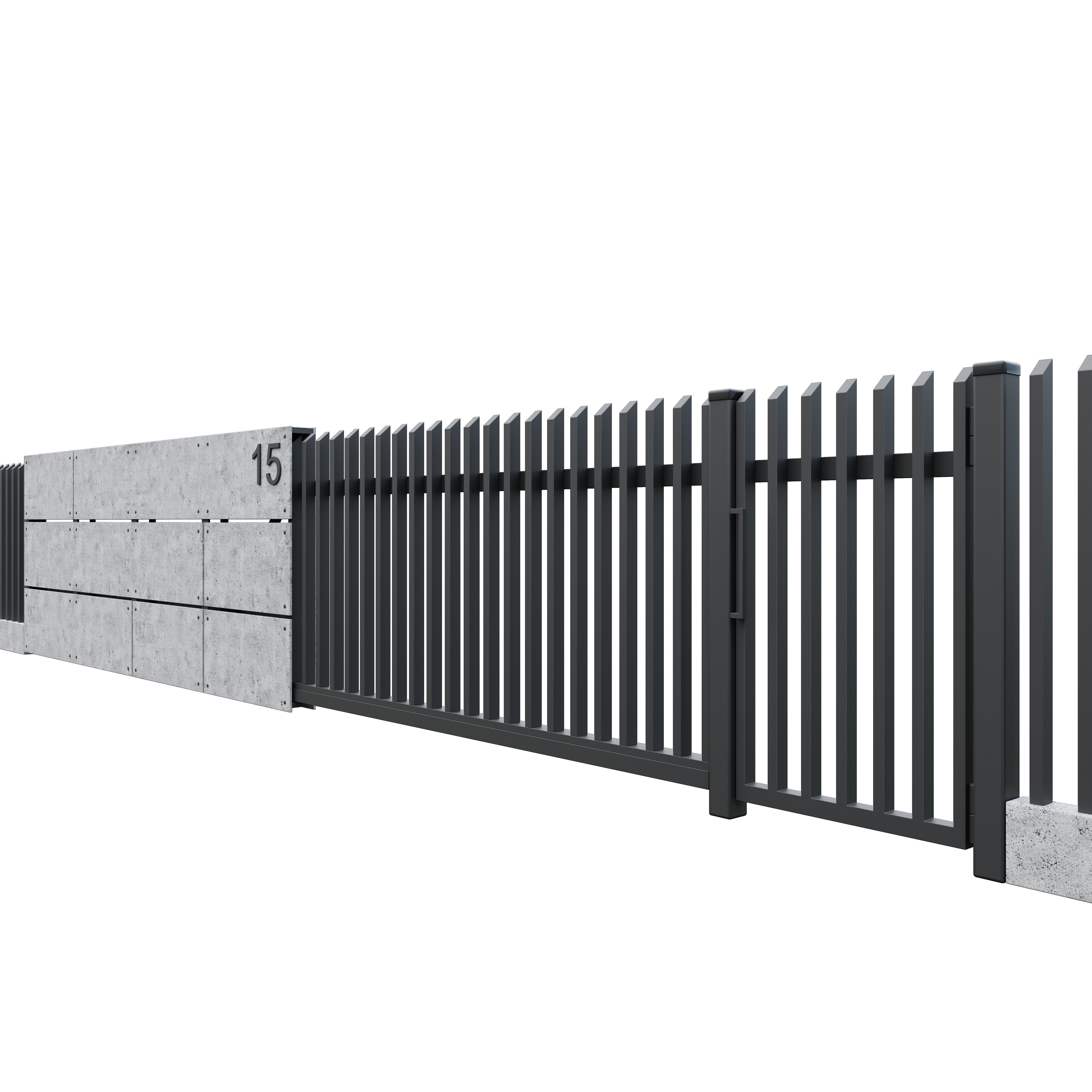 Fence1 building with fence 3D model_1