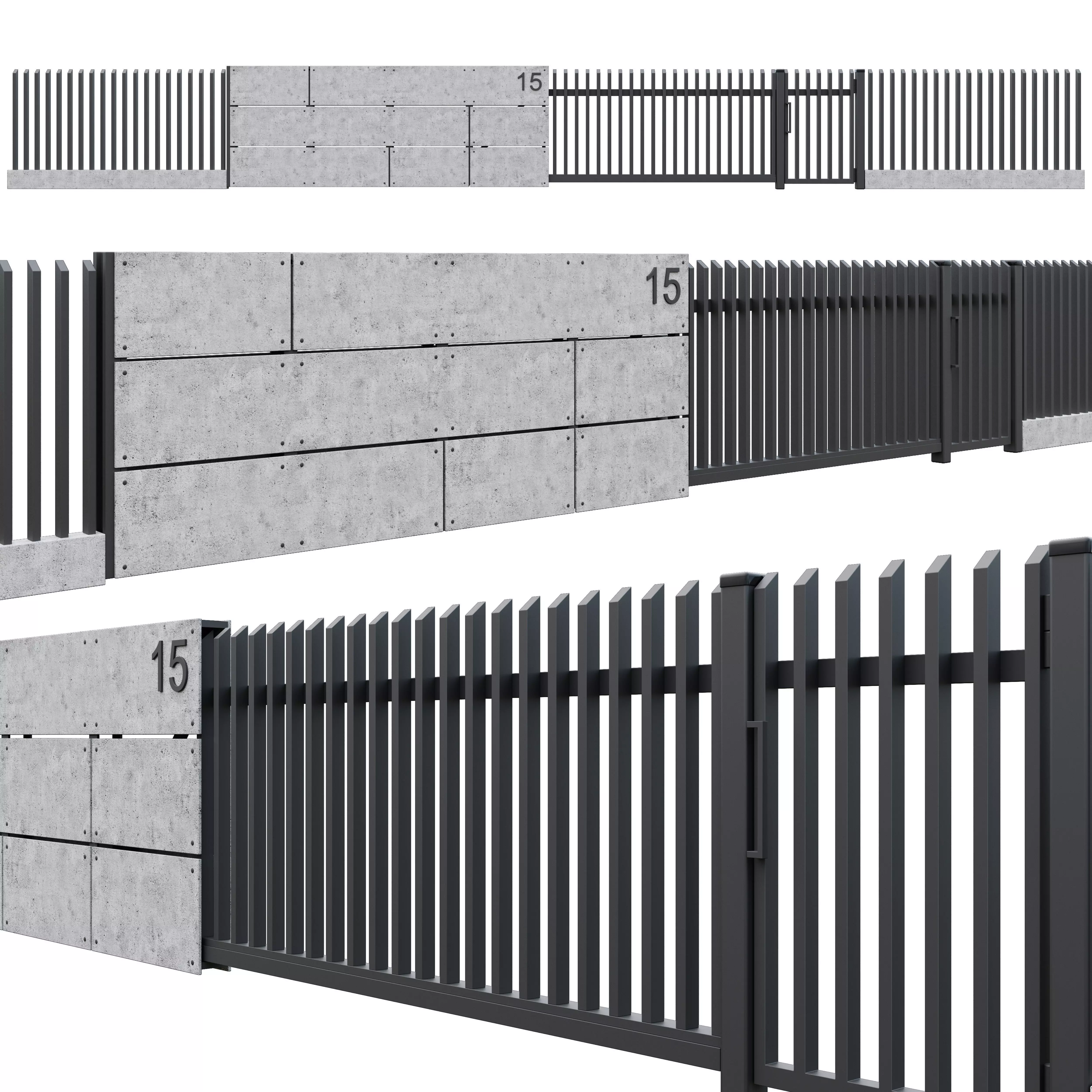 Fence1 building with fence 3D model_0