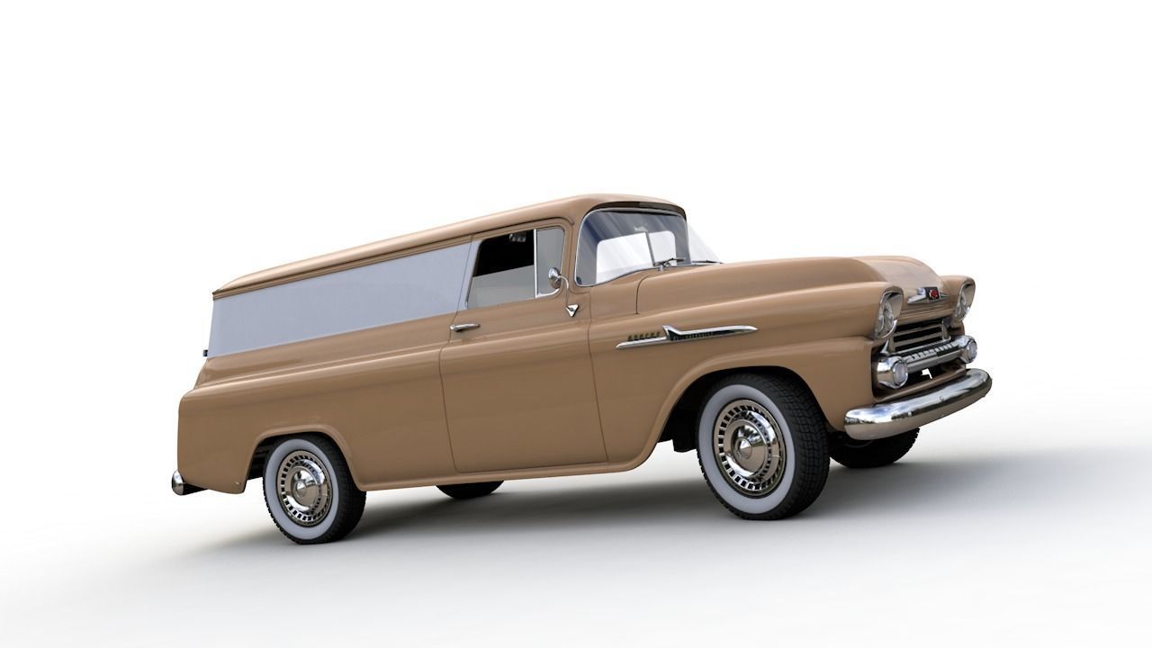 CHEVY 3100 APACHE PANEL VAN 1958 3D model_11