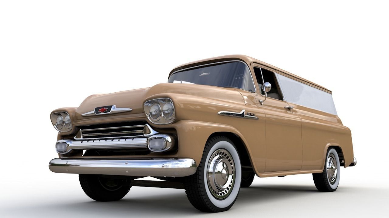 CHEVY 3100 APACHE PANEL VAN 1958 3D model_9