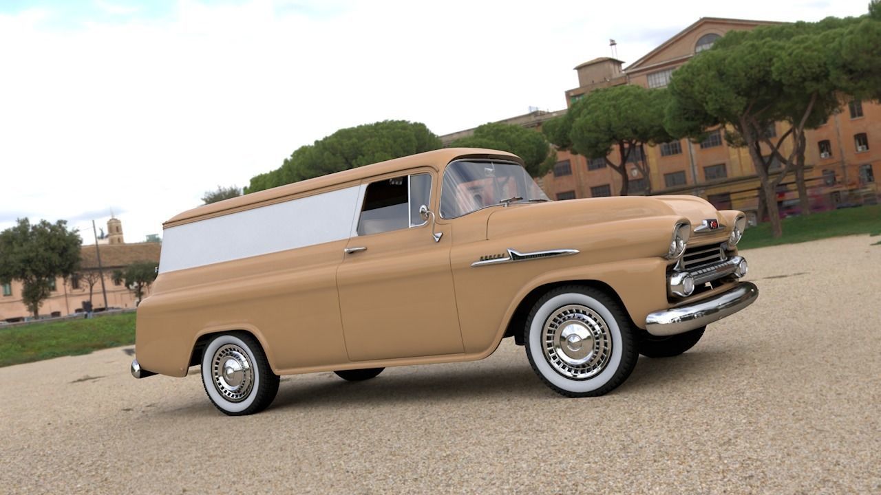 CHEVY 3100 APACHE PANEL VAN 1958 3D model_12