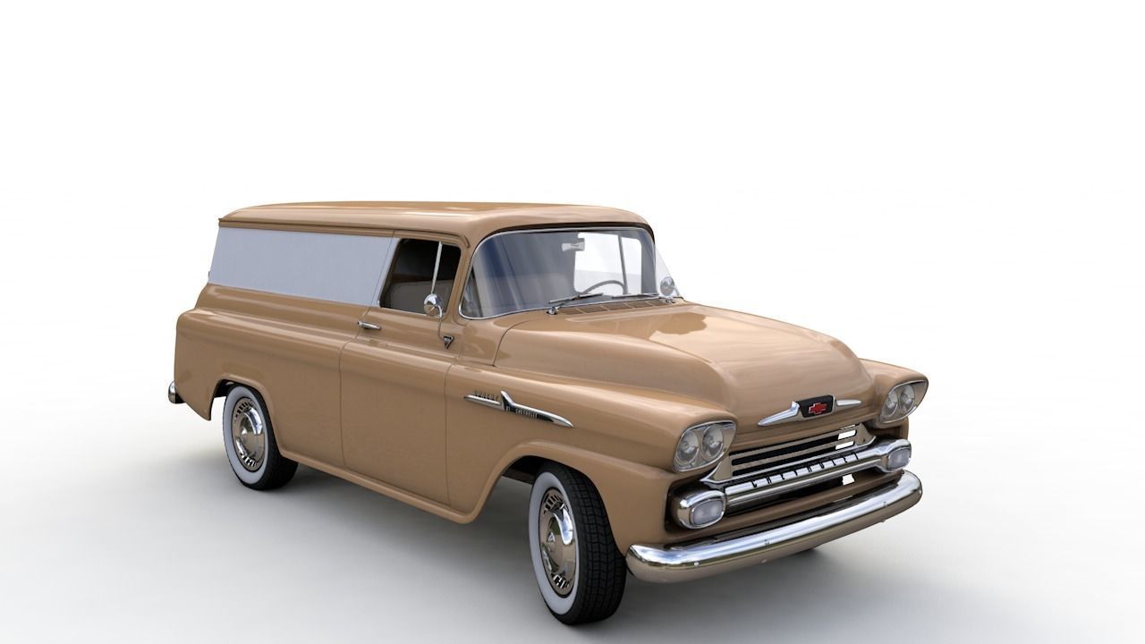 CHEVY 3100 APACHE PANEL VAN 1958 3D model_4