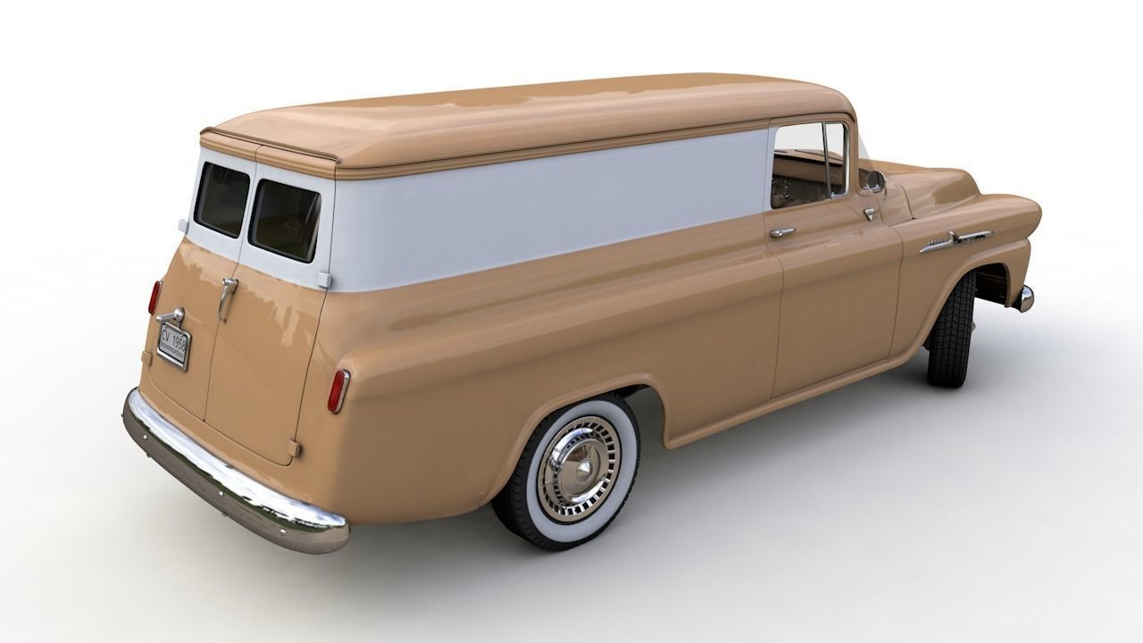 CHEVY 3100 APACHE PANEL VAN 1958 3D model_14