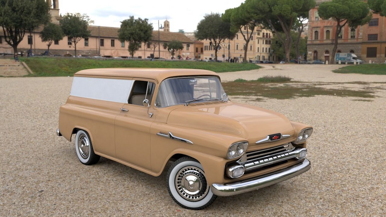 CHEVY 3100 APACHE PANEL VAN 1958 3D model_13