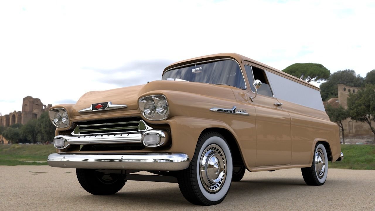 CHEVY 3100 APACHE PANEL VAN 1958 3D model_10