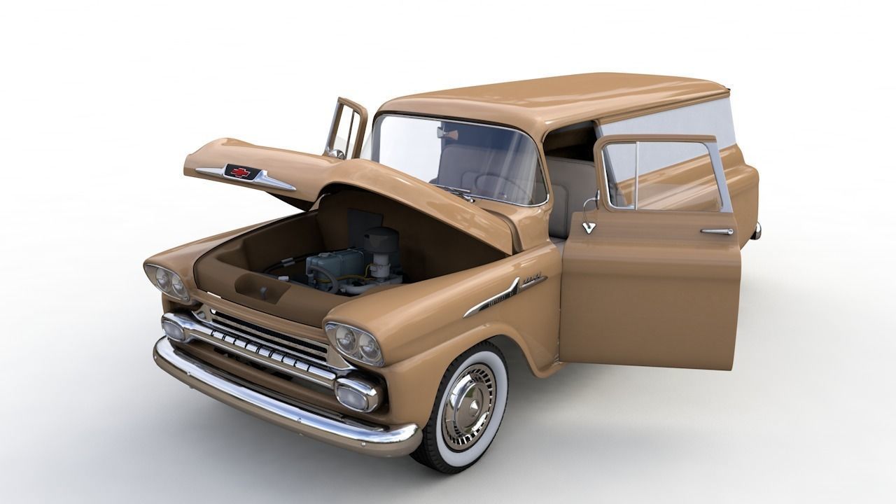 CHEVY 3100 APACHE PANEL VAN 1958 3D model_1