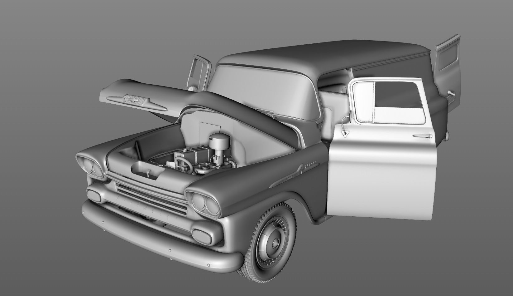CHEVY 3100 APACHE PANEL VAN 1958 3D model_17