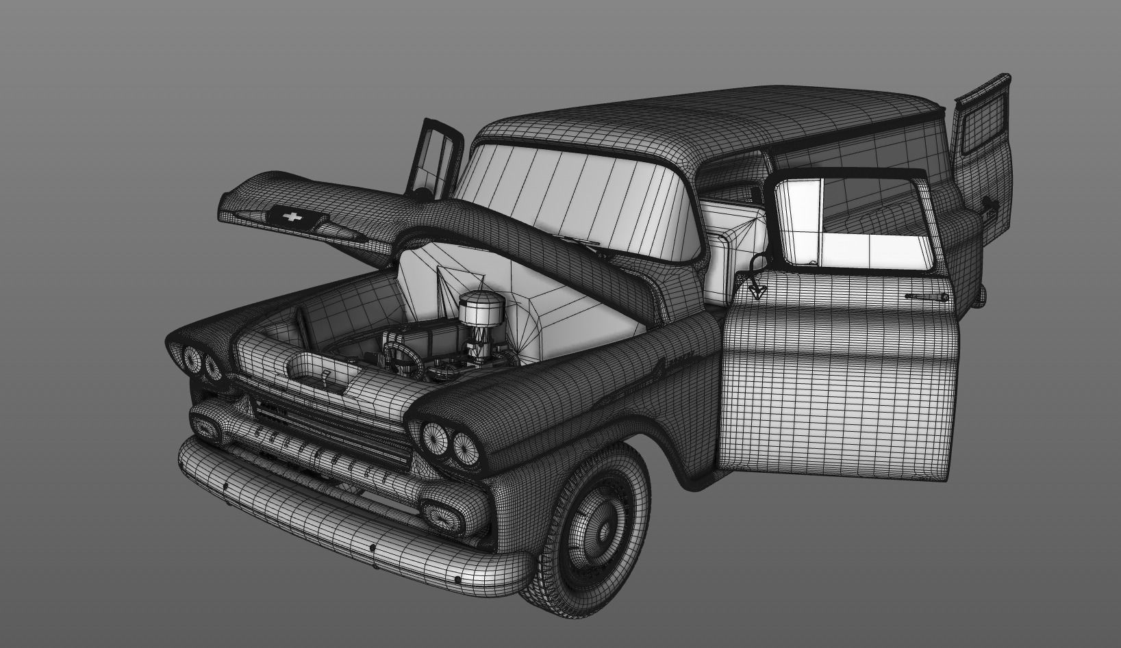 CHEVY 3100 APACHE PANEL VAN 1958 3D model_18
