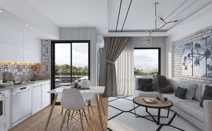 Scandinavian Studio House 3D model 5