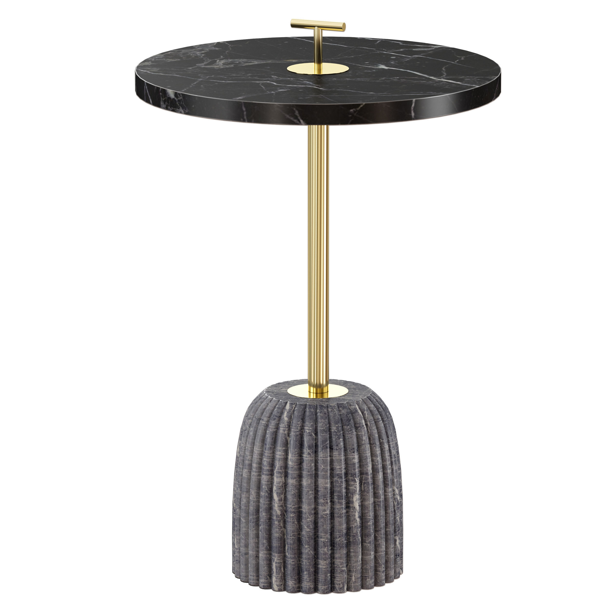 Leni Carved Marble Drink Table Crate and Barrel 3D model_4