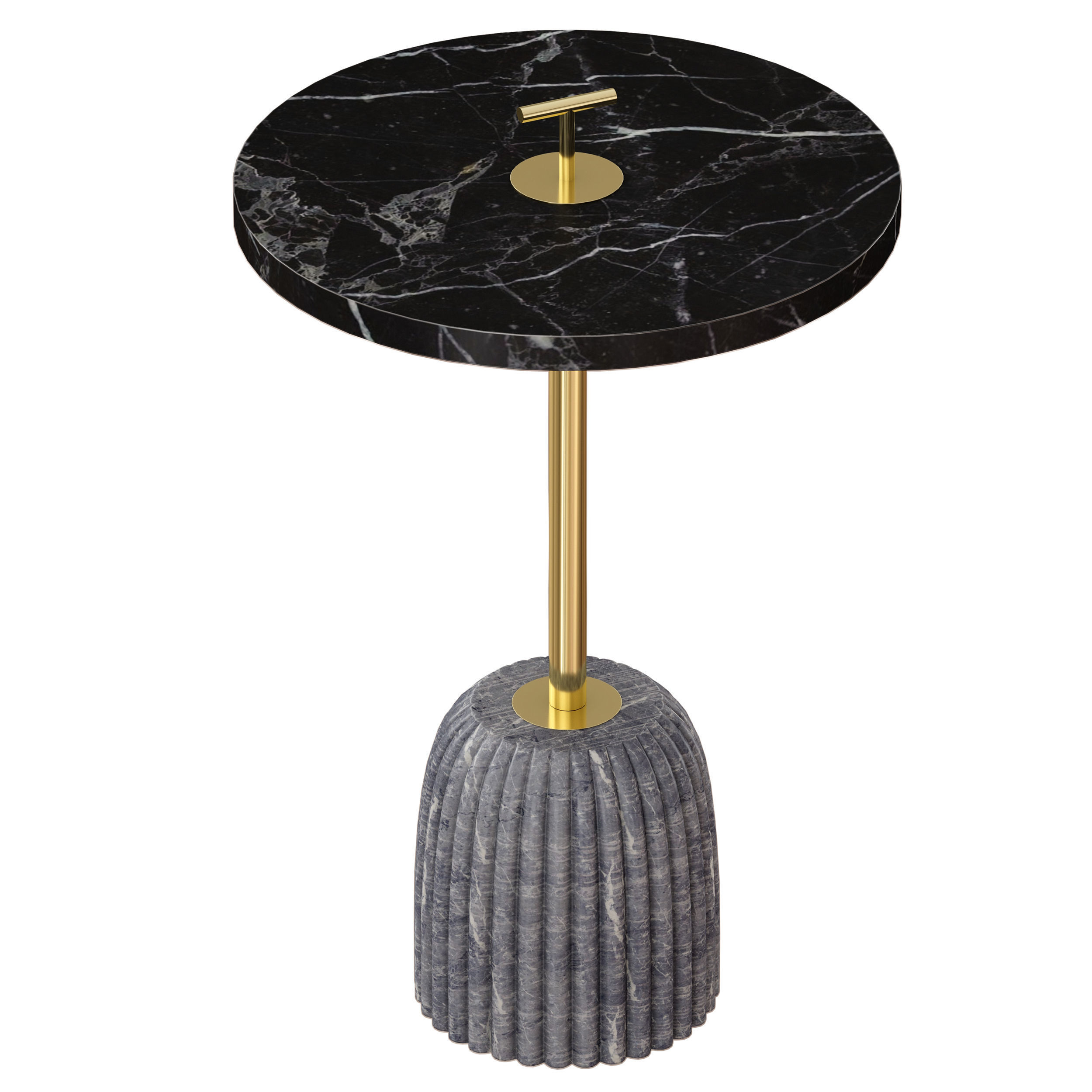 Leni Carved Marble Drink Table Crate and Barrel 3D model_3