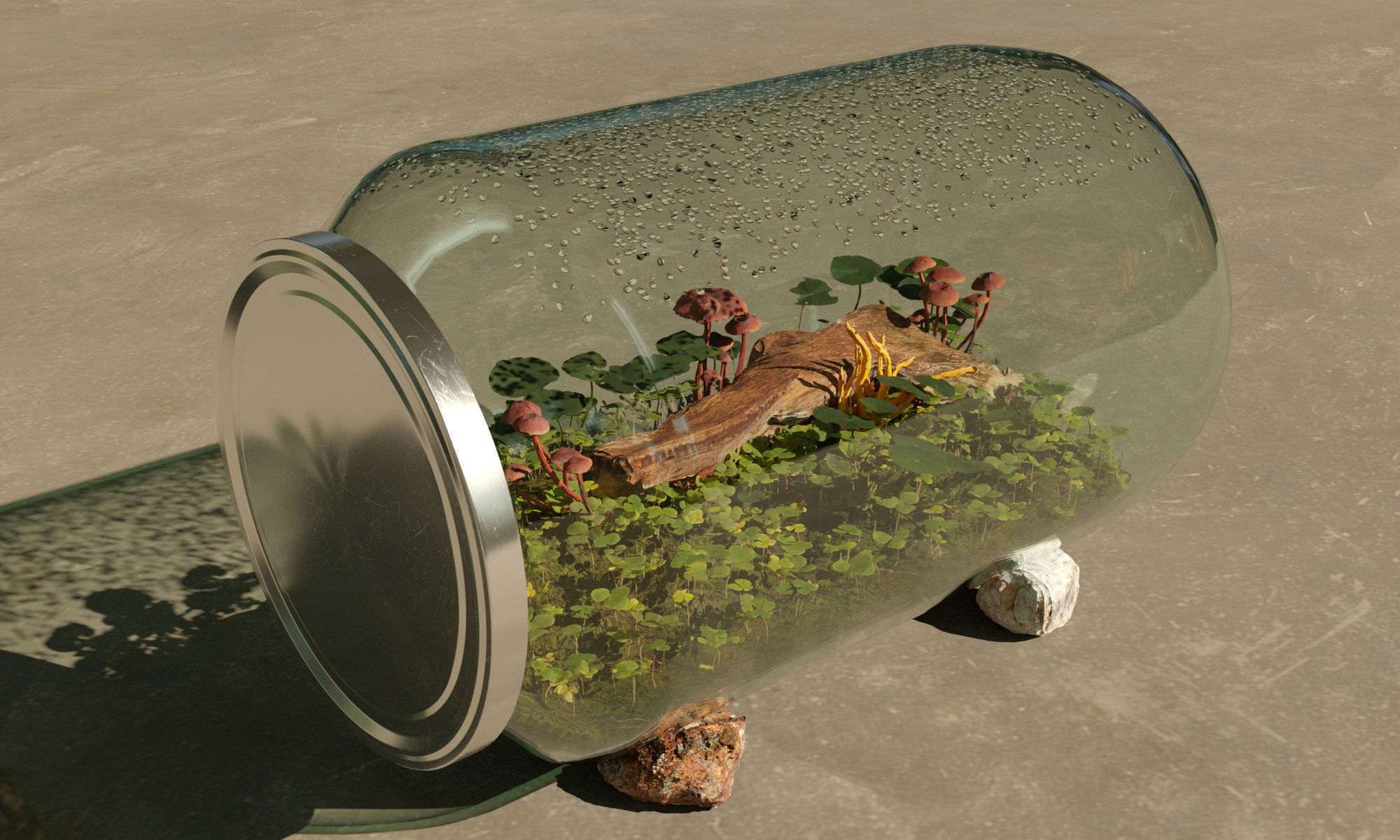 Terrarium in a jar 3D model_2