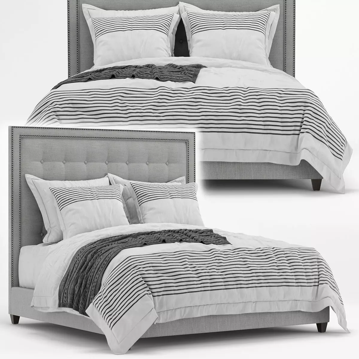 Arhaus felix tufted bed 3D model_0