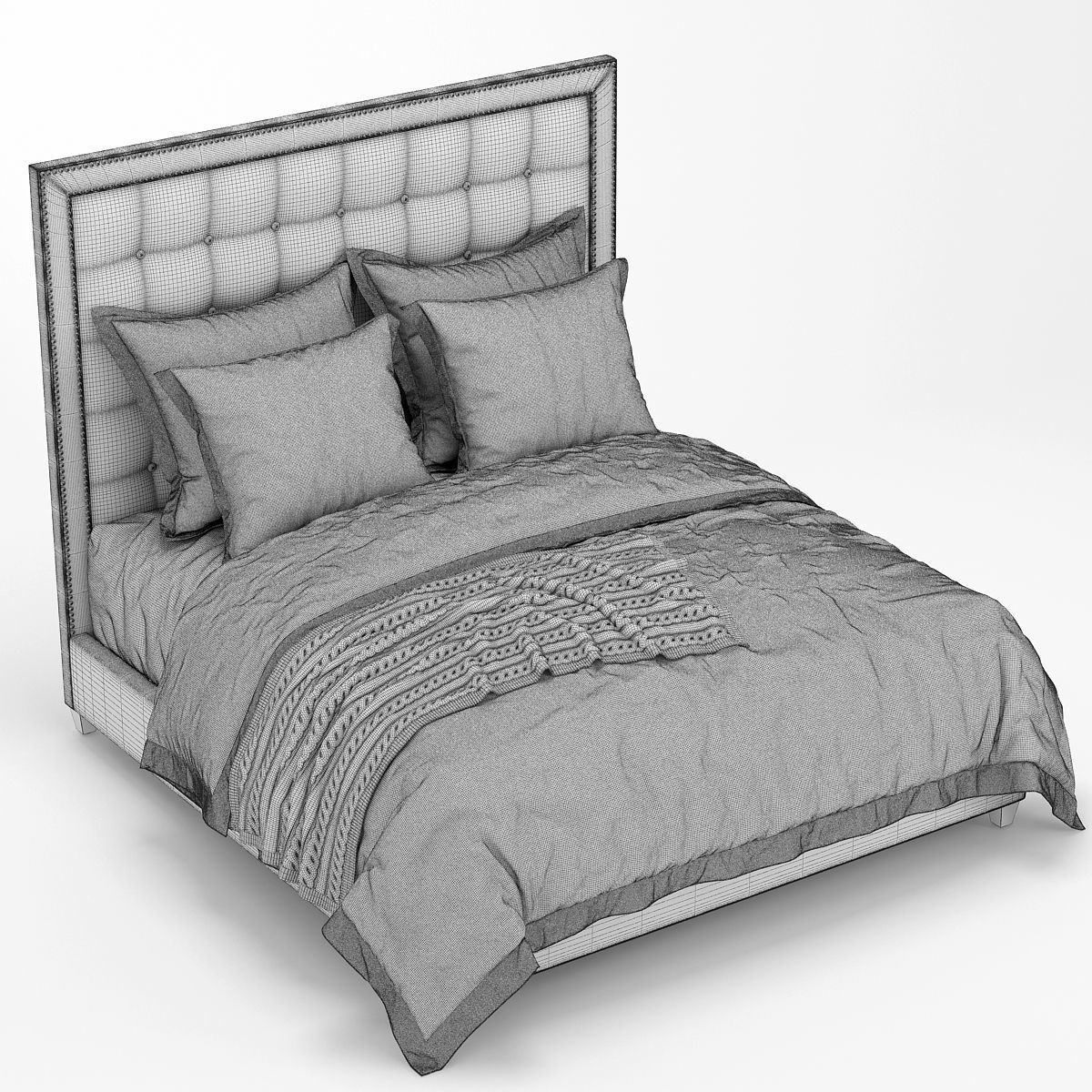 Arhaus felix tufted bed 3D model_4