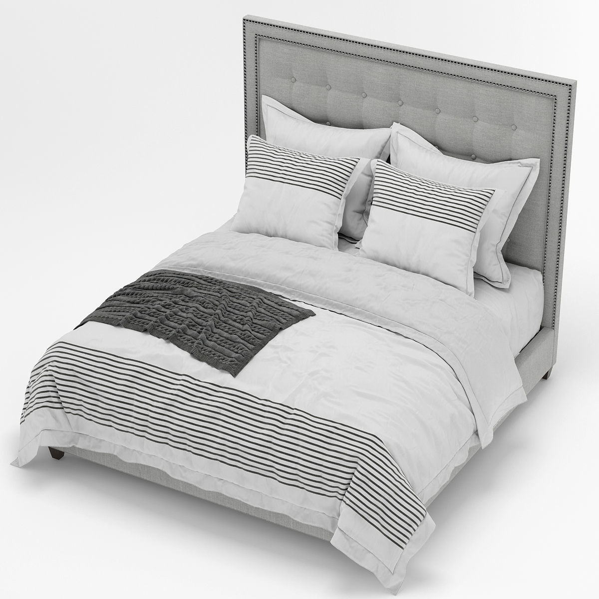 Arhaus felix tufted bed 3D model_1
