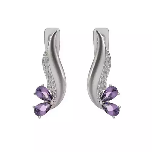 Earrings  with gems and diamonds 3dm stl printable