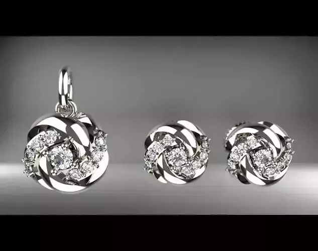 3D model pendant and earrings 05