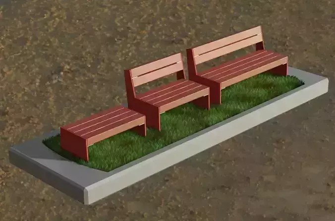 Park Bench -8- Red Version