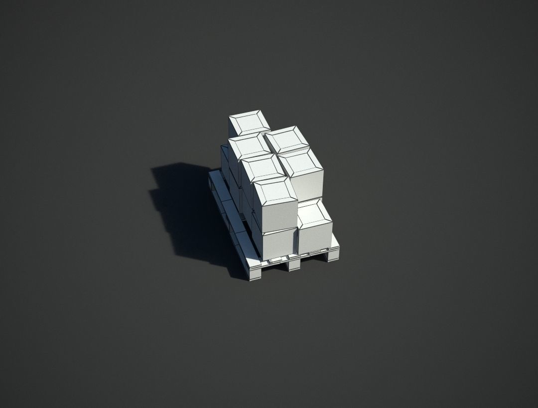 Pallet and Boxes Low-poly 3D model_6