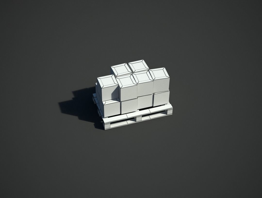 Pallet and Boxes Low-poly 3D model_7