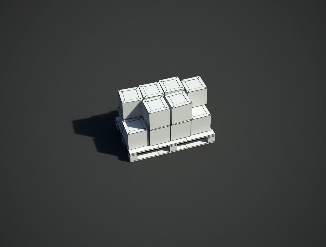 Pallet and Boxes Low-poly 3D model_5