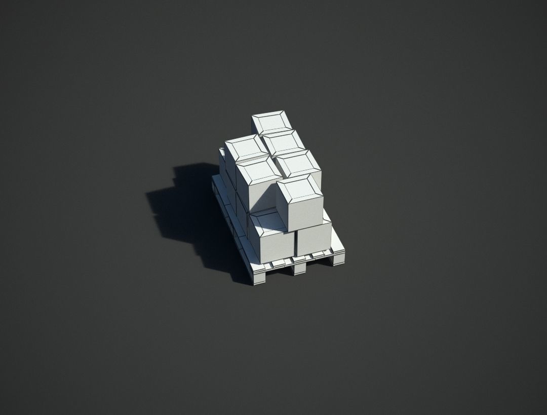 Pallet and Boxes Low-poly 3D model_8